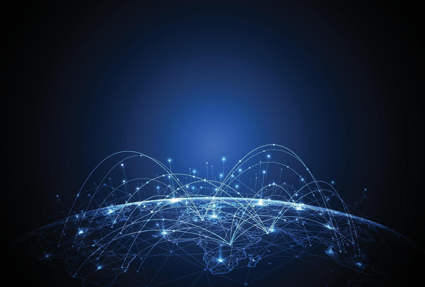 Abstract global technology network connection. World map point and line composition concept of global business vector