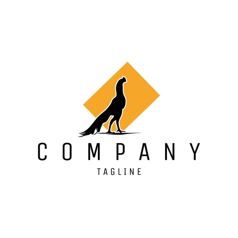 monocrome logo chicken silhouette design. looks dashing standing against the beautiful twilight sky. best for logo, badge, emblem, icon, sticker design. vector
