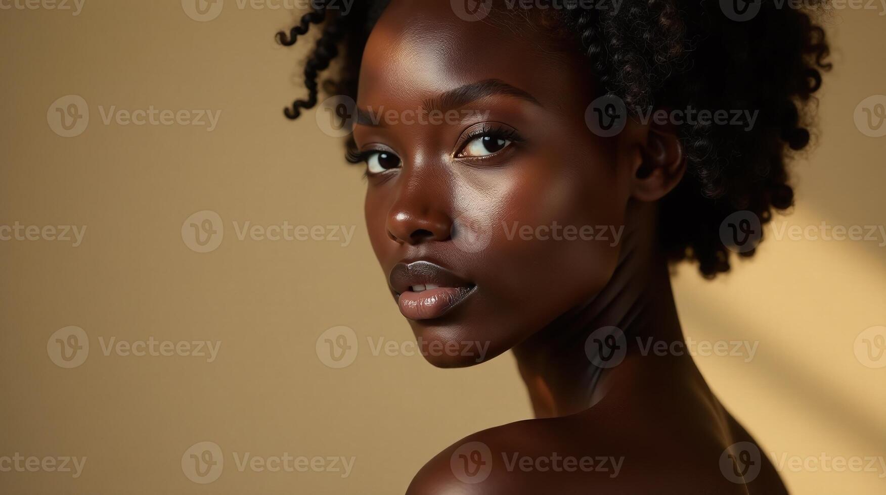 Elegant portrait of a woman with a gentle gaze. photo
