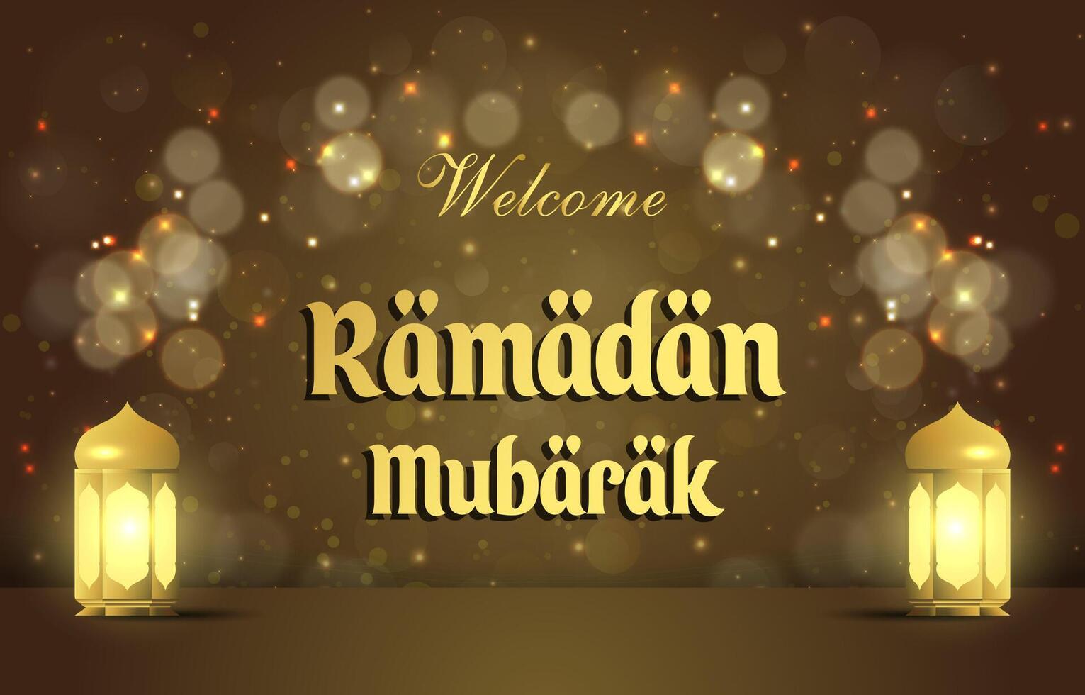 ramadan mubarak template banner with beautiful islamic ornament with brown background design vector
