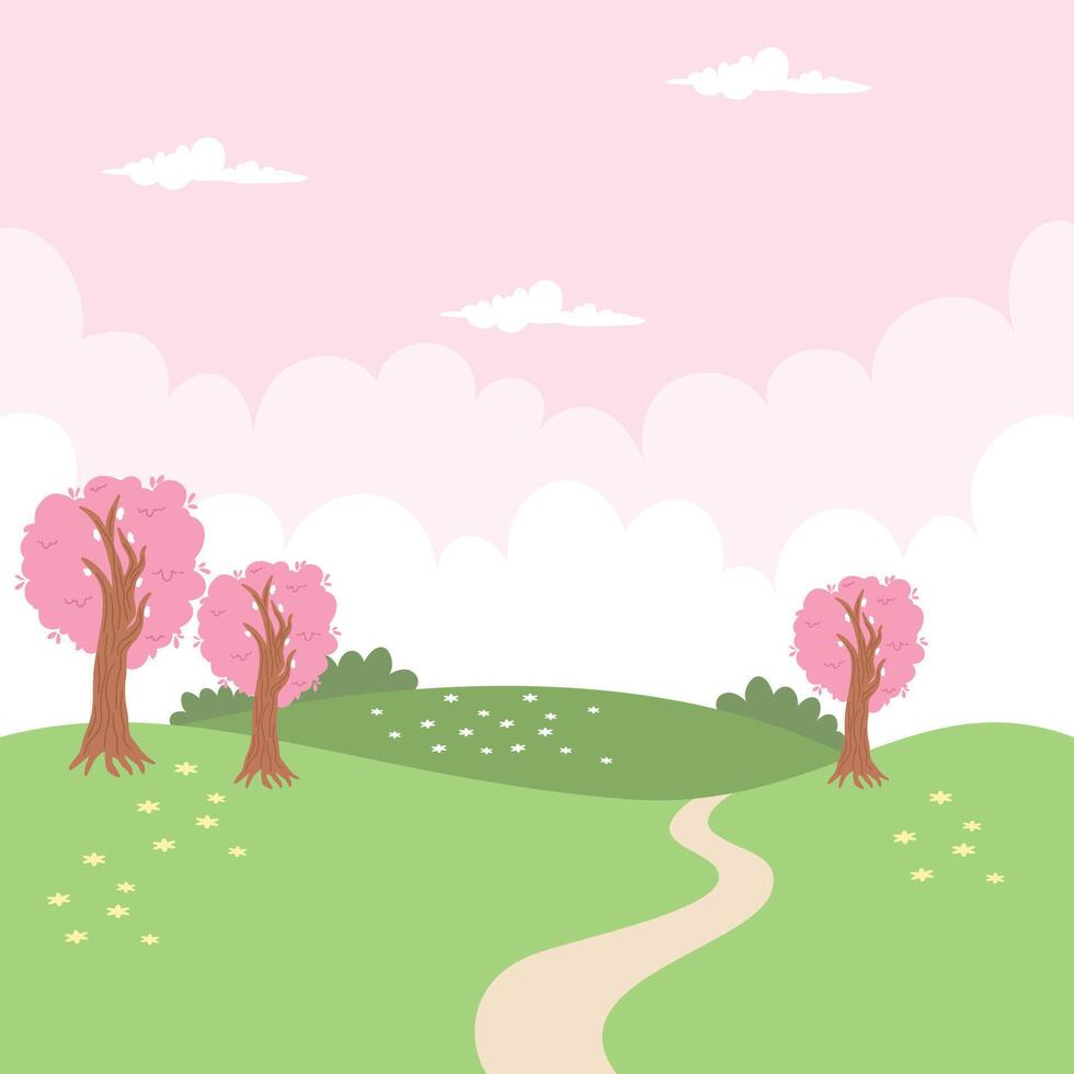 Illustration of City park landscape in the spring season background vector