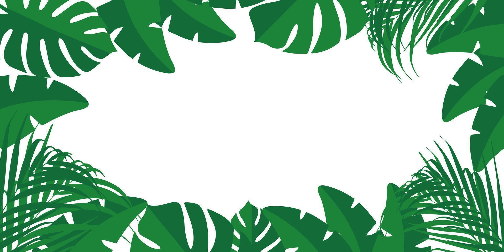 tropical leaves frame with white space for text vector