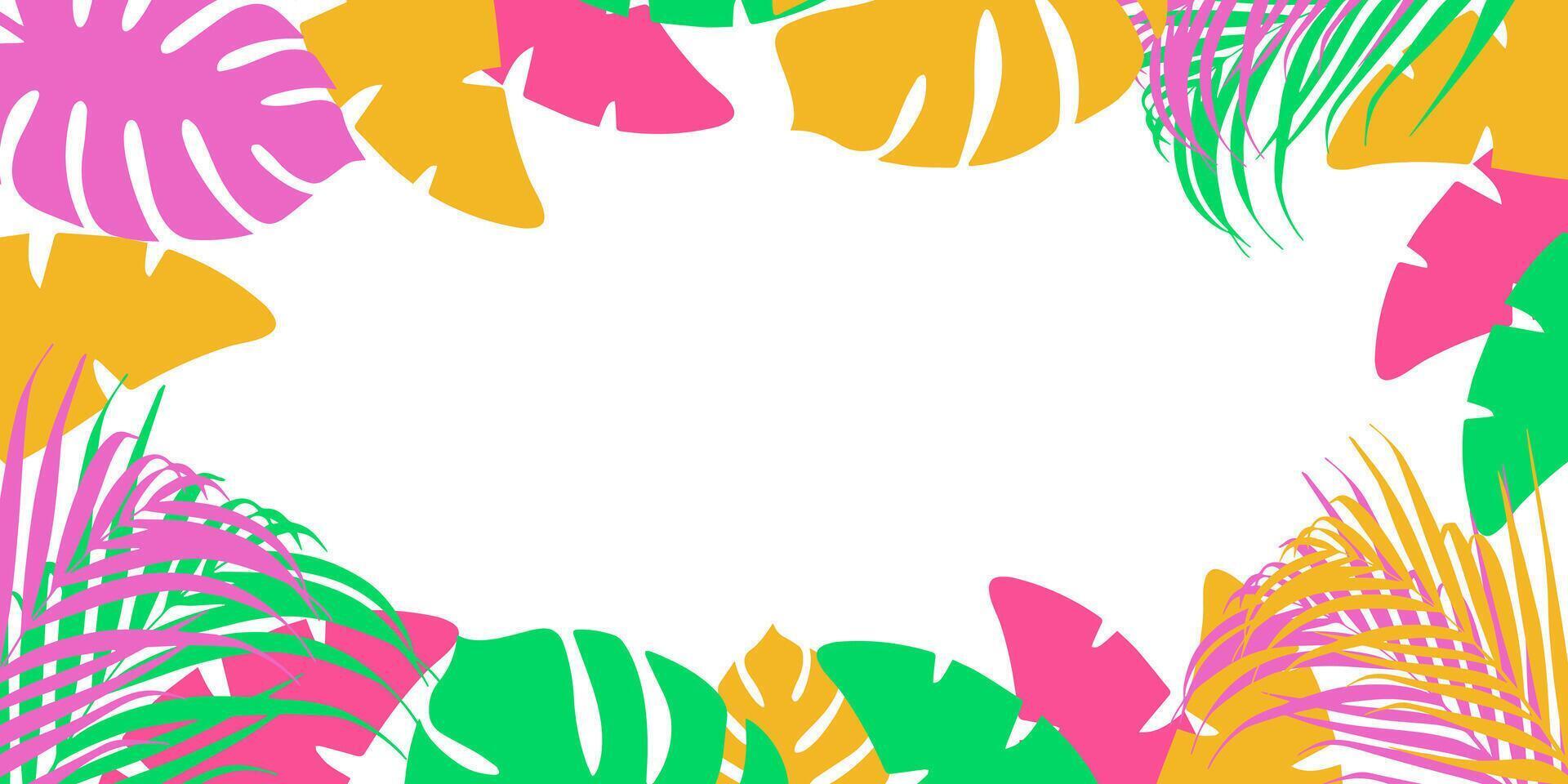 colorful tropical leaves background with space for text vector