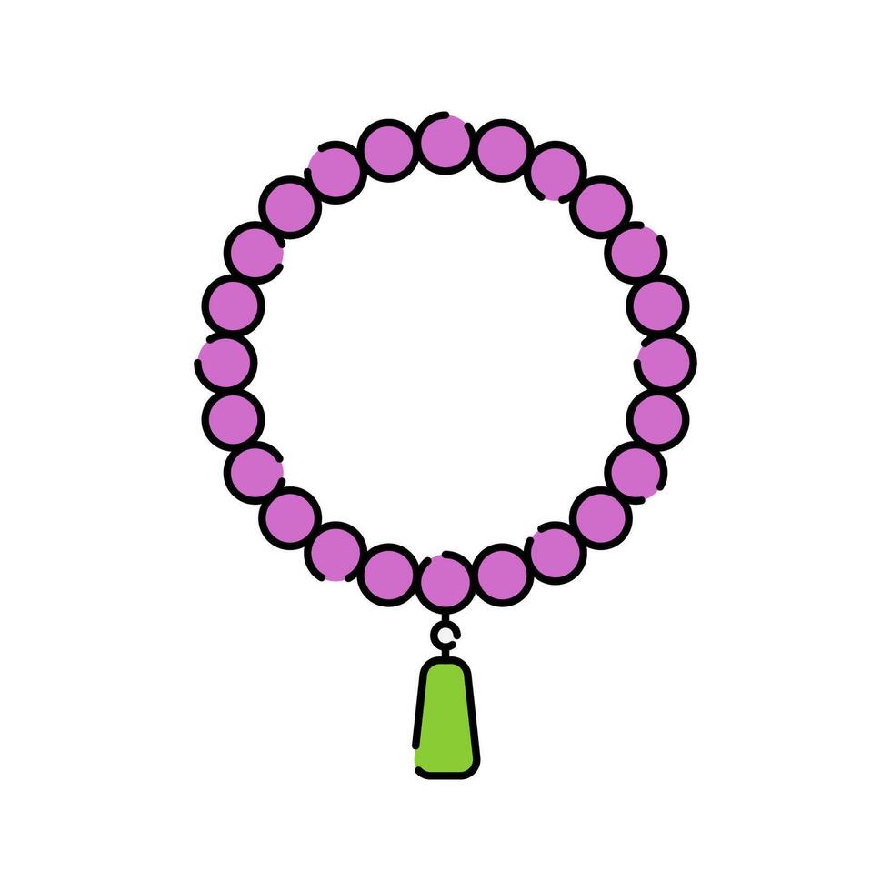 Prayer Beads Tasbeeh. A string of prayer beads used by Muslims for religious recitation and meditation. vector