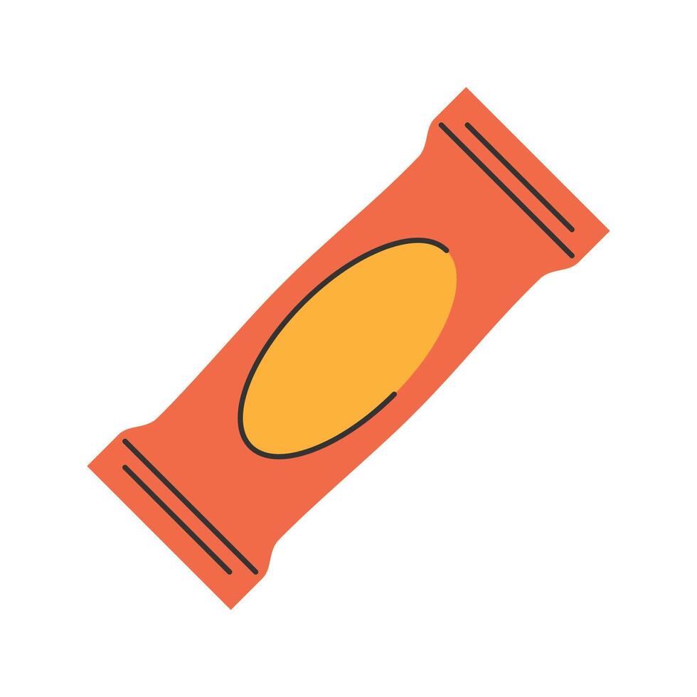 Protein Snack Bar. A red Icon Illustration orange packaged snack bar, providing energy and protein for post Icon Illustration workout recovery. vector