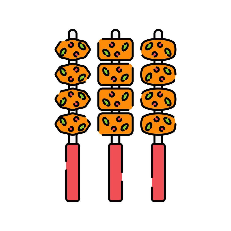Chicken Seekh Kebabs. Skewered and grilled minced meat kebabs, a staple in Pakistani BBQ cuisine. vector