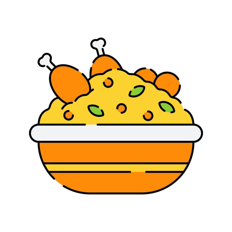 Biryani Bowl. A traditional Pakistani rice dish with chicken and spices, widely loved across the country. vector