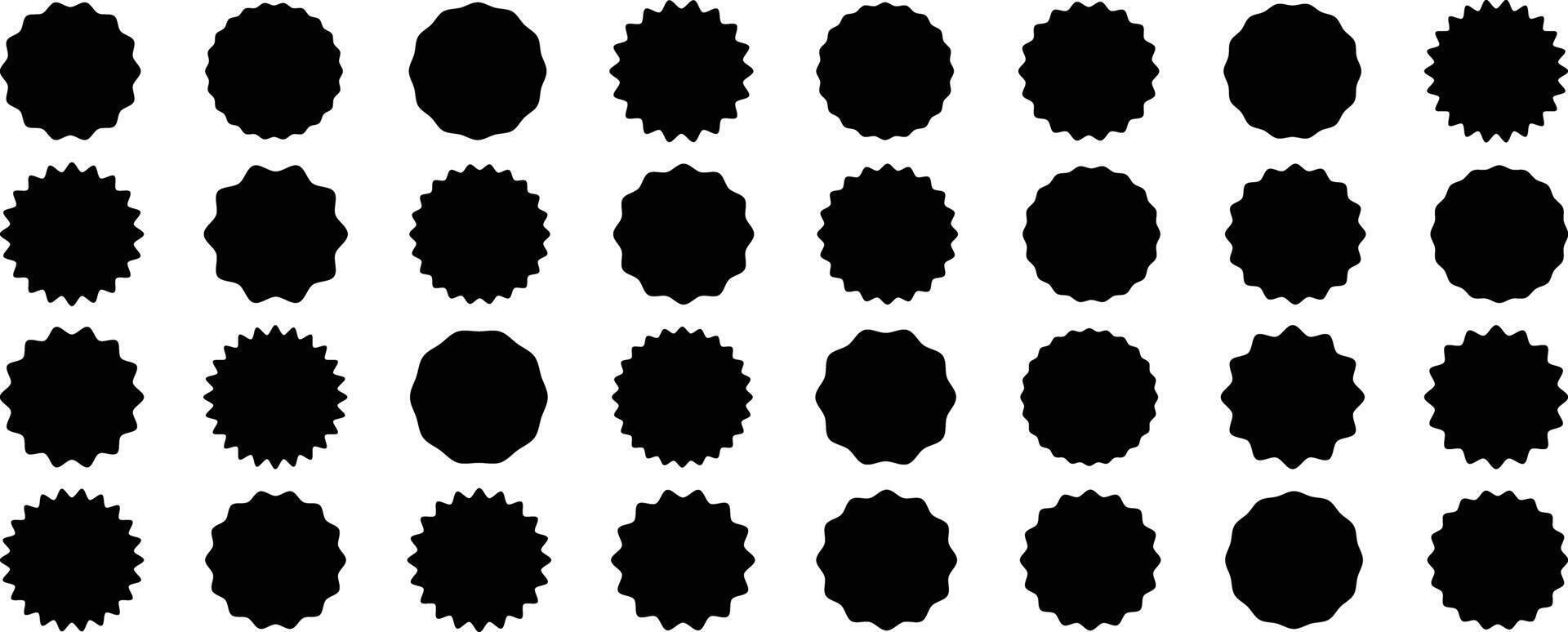 Circle sticker set. Abstract round geometric shapes. Simple vintage labels, stickers. Star burst shape vector