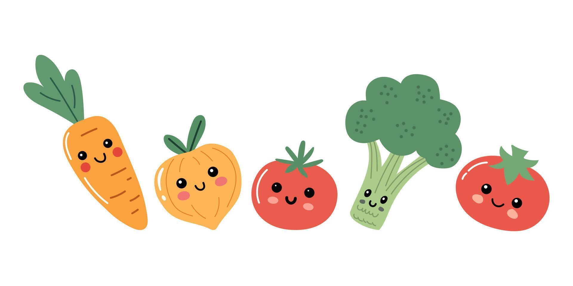 collection of flat illustrations of vegetable icons vector