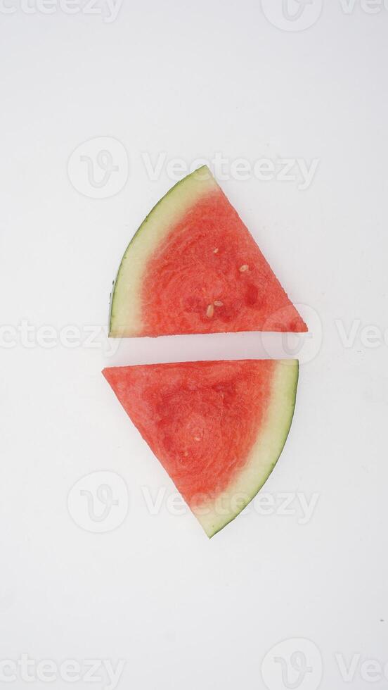 Two Slices of Fresh Watermelon on White Background photo