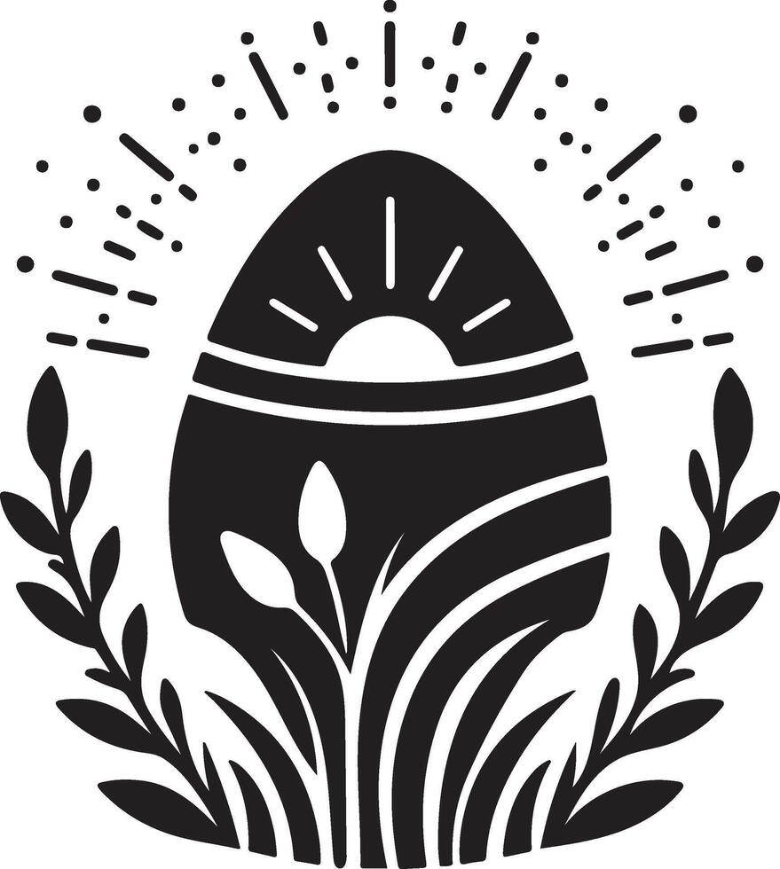 Decorative Easter Egg silhouette with Floral Elements vector