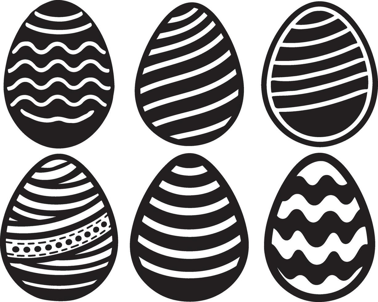Minimalist Style Black and White Easter Egg illustration set vector
