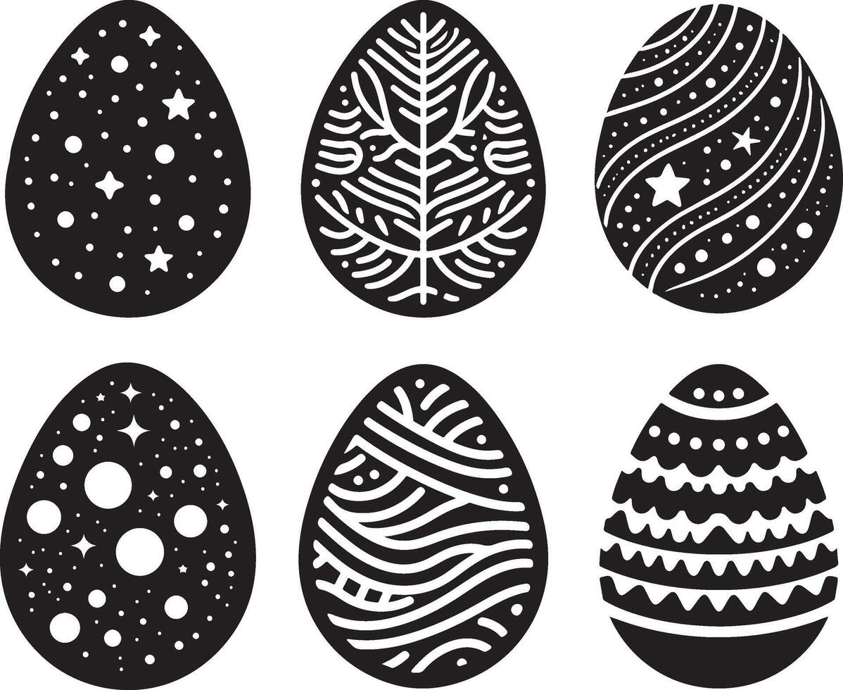 Black and White Easter Egg Illustration Set vector
