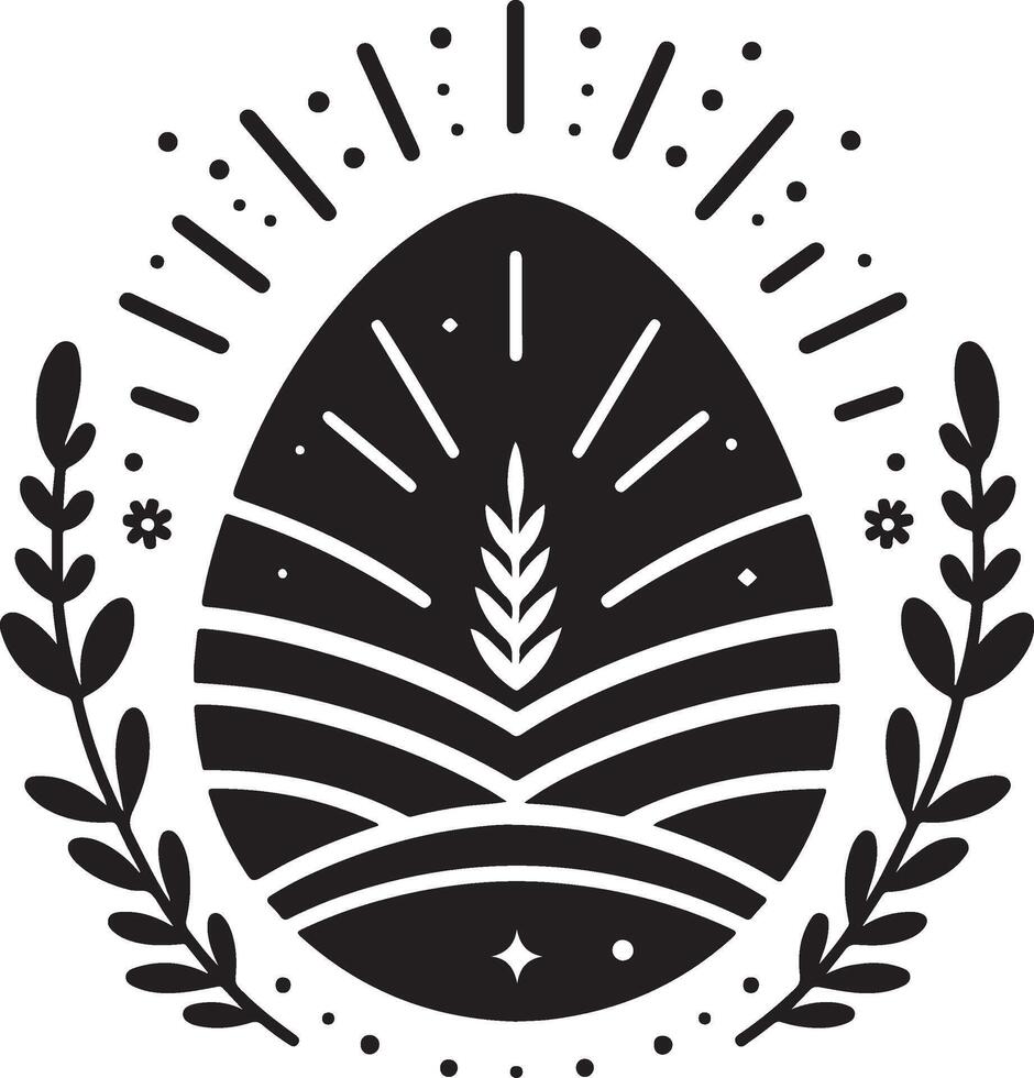 Black and White Easter Egg with Floral Elements vector