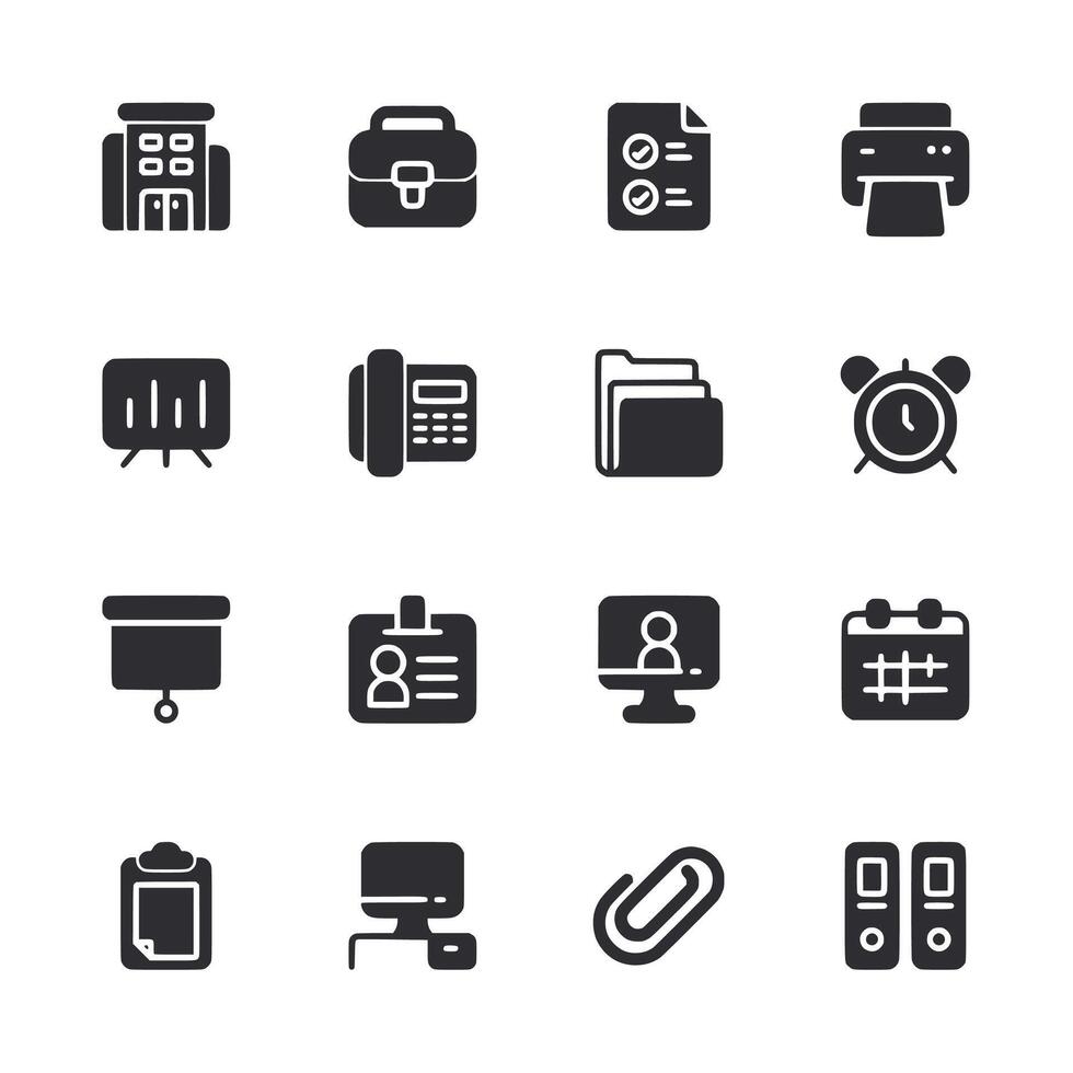 A set of icons for office supplies and office equipment vector