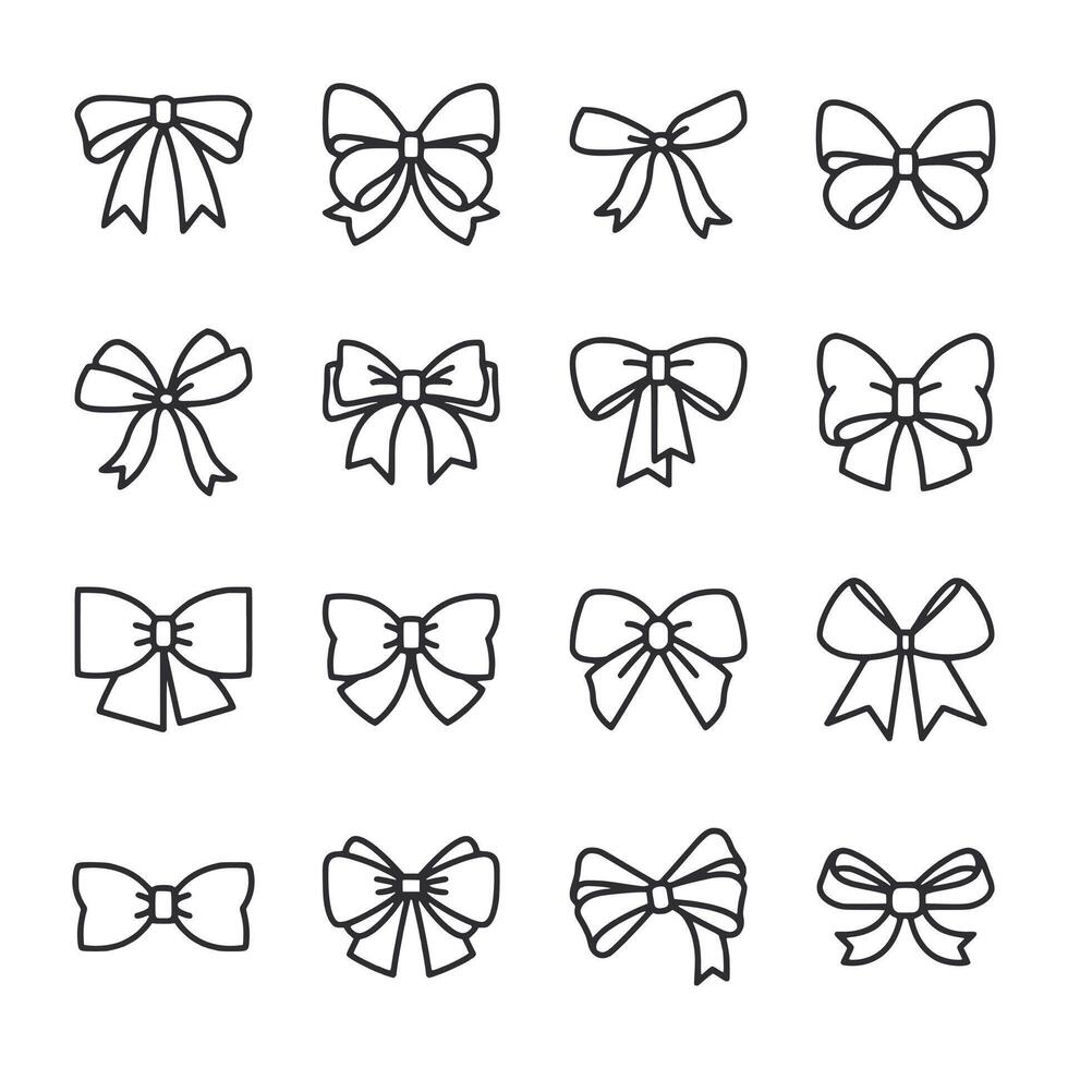 A set of bows are shown in a row vector