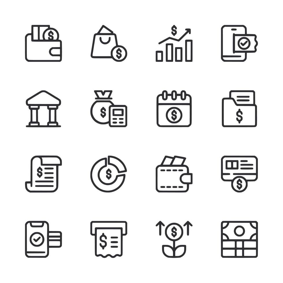 A set of icons for money and finance vector