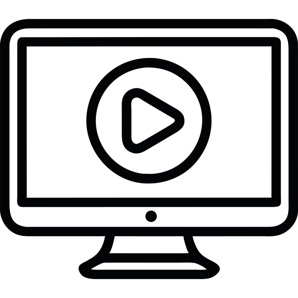 monitor with play element icon isolated png
