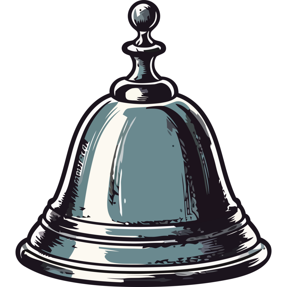 Metallic handbell ringing, symbol of hotel service element icon isolated png