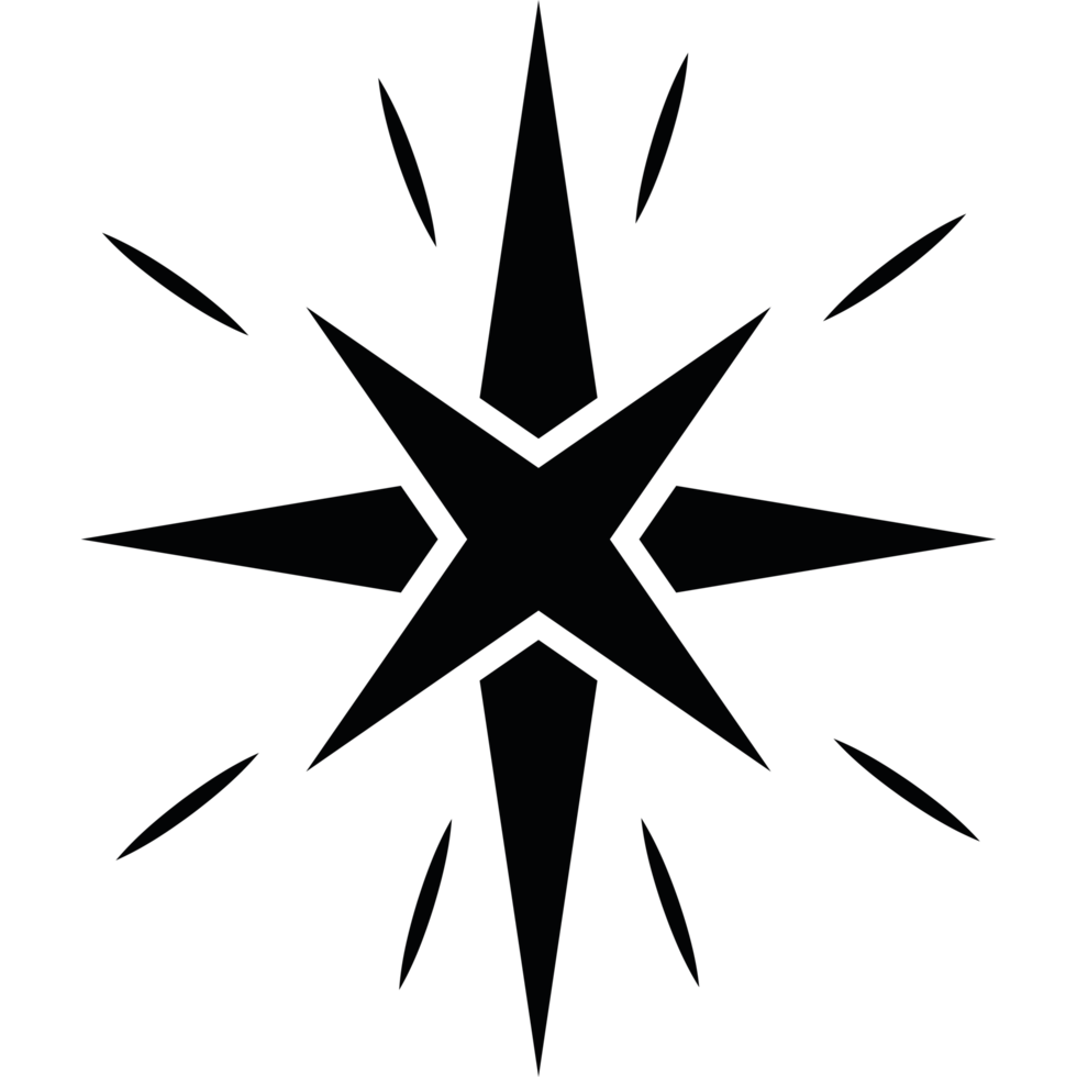 Black cross star element icon isolated png
