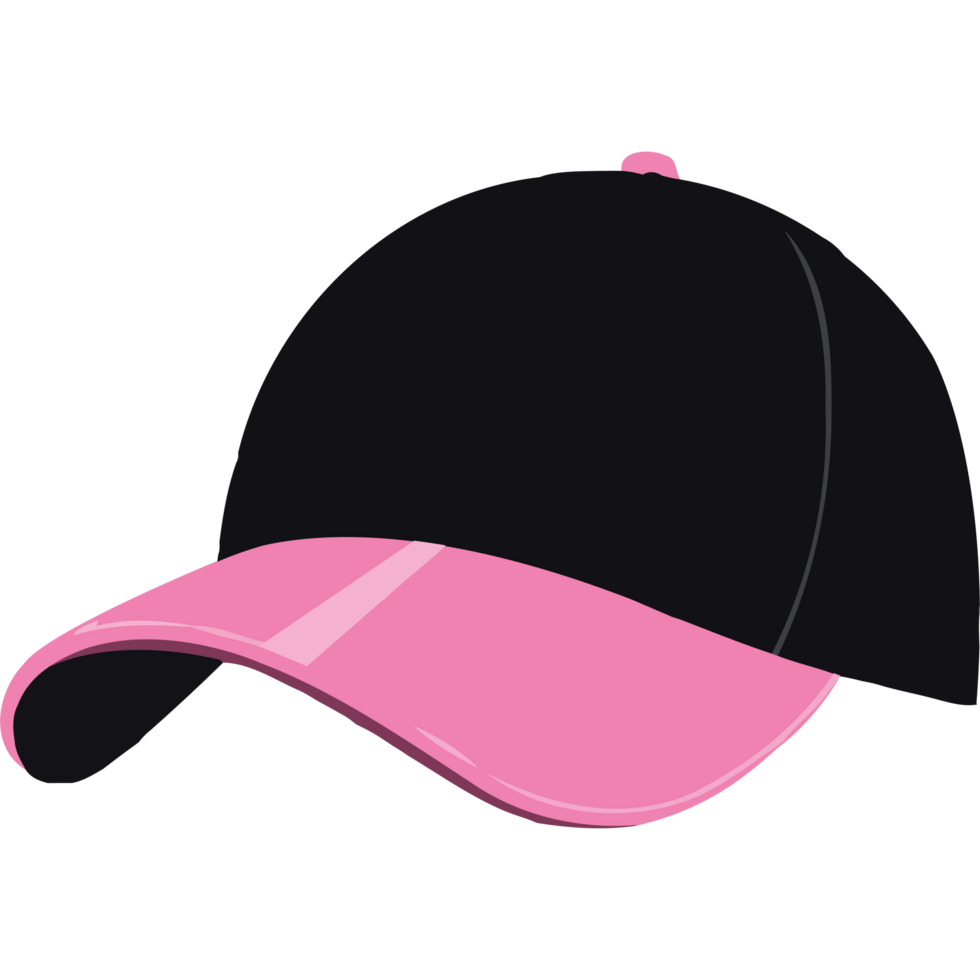 Pink baseball cap with black and pink trim element icon isolated png