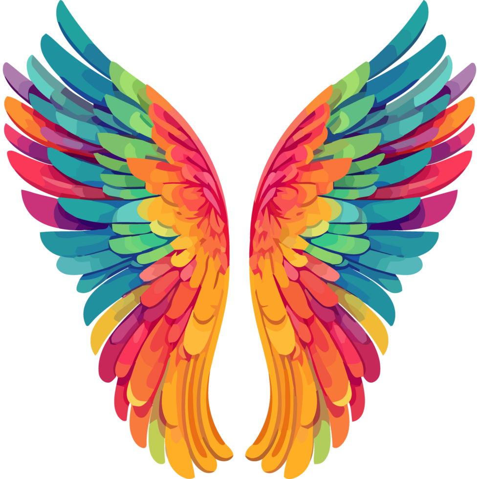 Colorful angel wings element icon isolated png