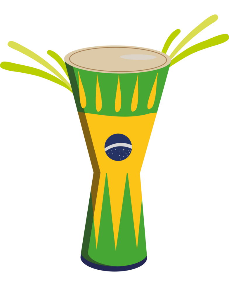 brazil day celebration drum element icon isolated png