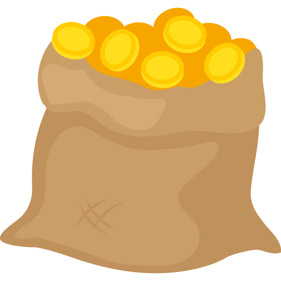 Bag of gold coins element icon isolated png