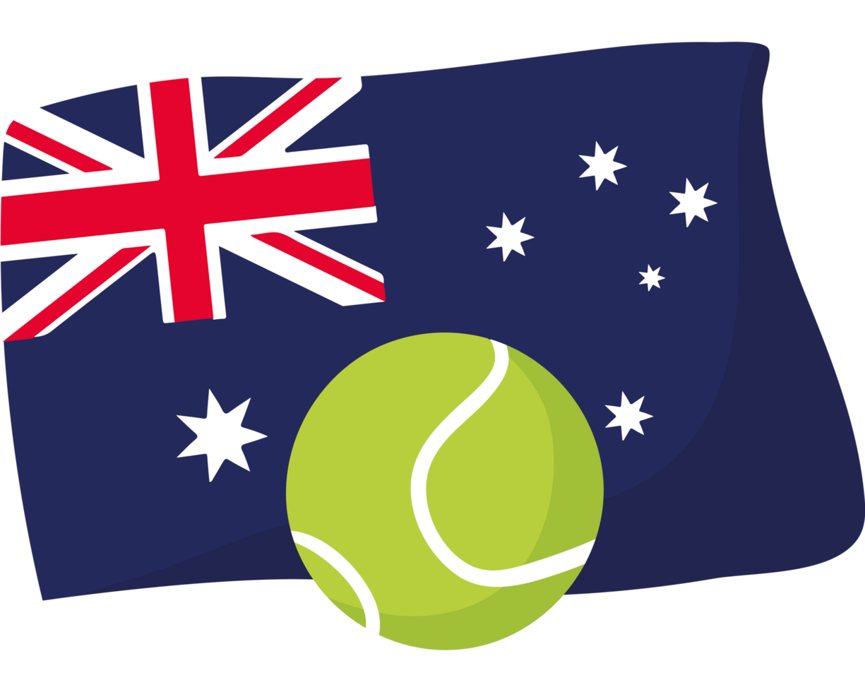 Australian flag and tennis ball element icon isolated png