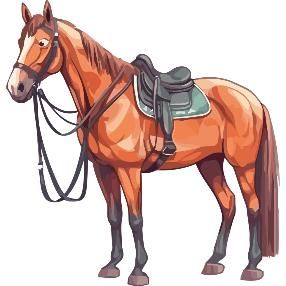 Saddled horse pulled icon isolated png