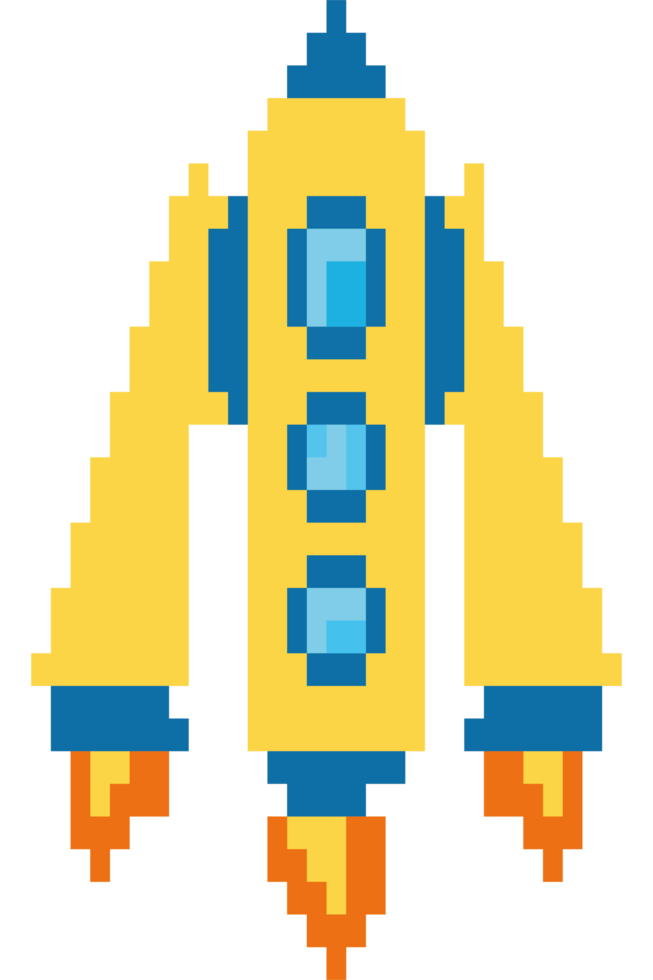 Pixel rocket ship icon element icon isolated png