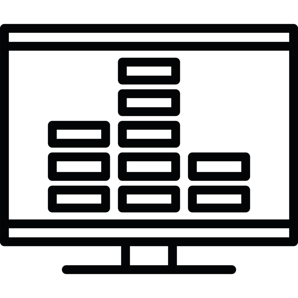 computer monitor with statistics bar diagram element icon isolated png