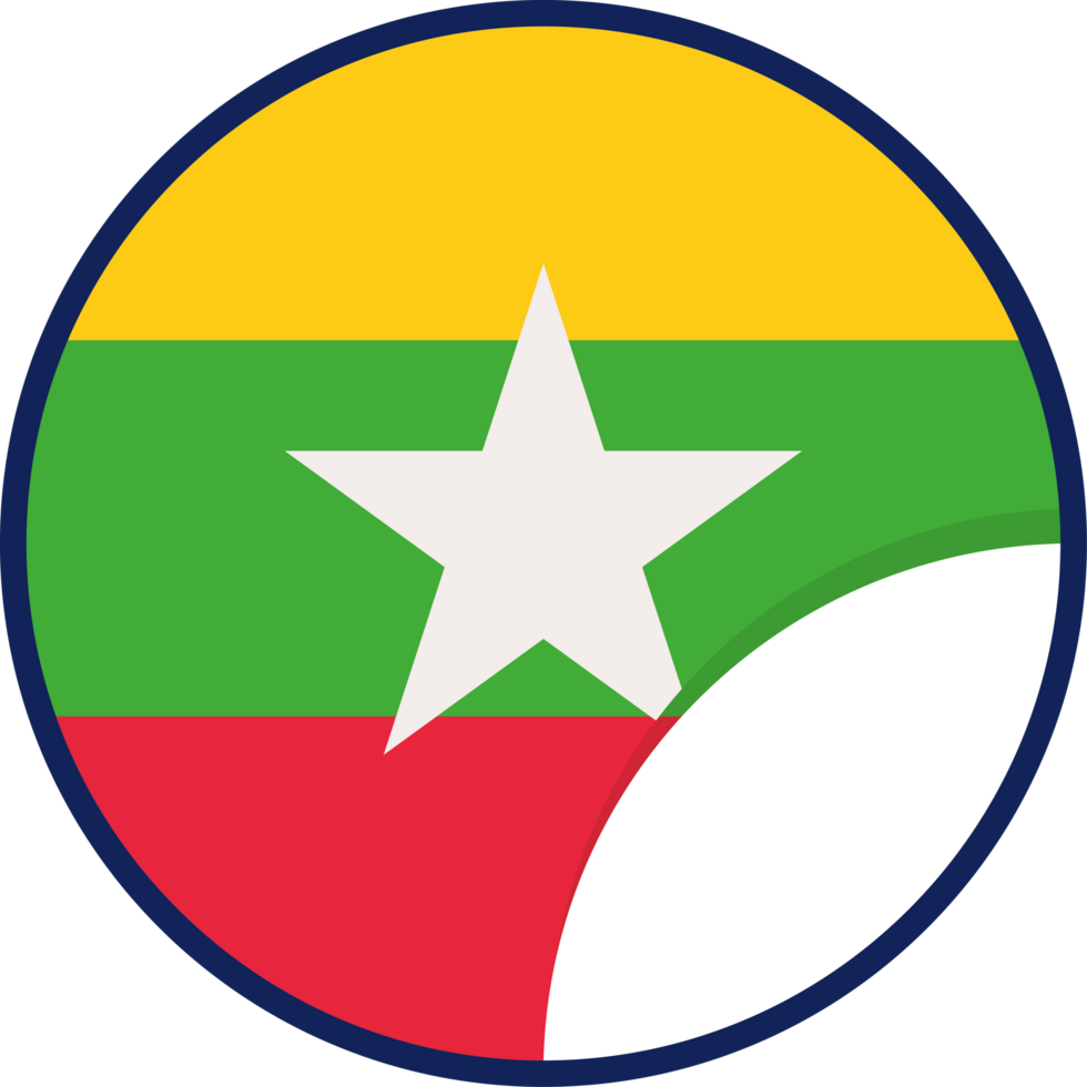 Myanmar flag in a circle element icon isolated png