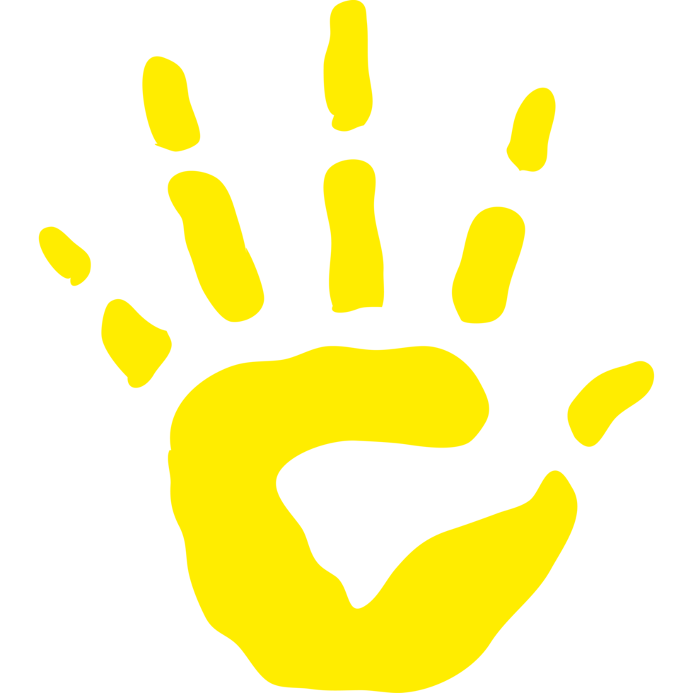 Yellow hand print element icon isolated png