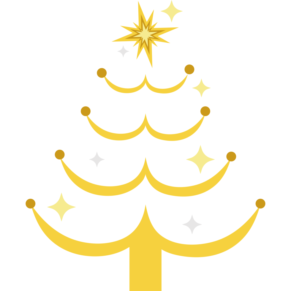 Natal dourado árvore com brilhos elemento ícone isolado png
