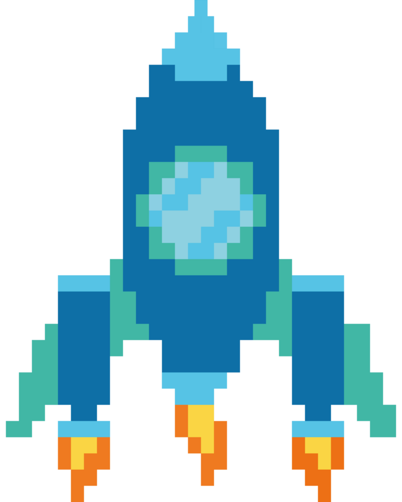 Pixel art space ship element icon isolated png