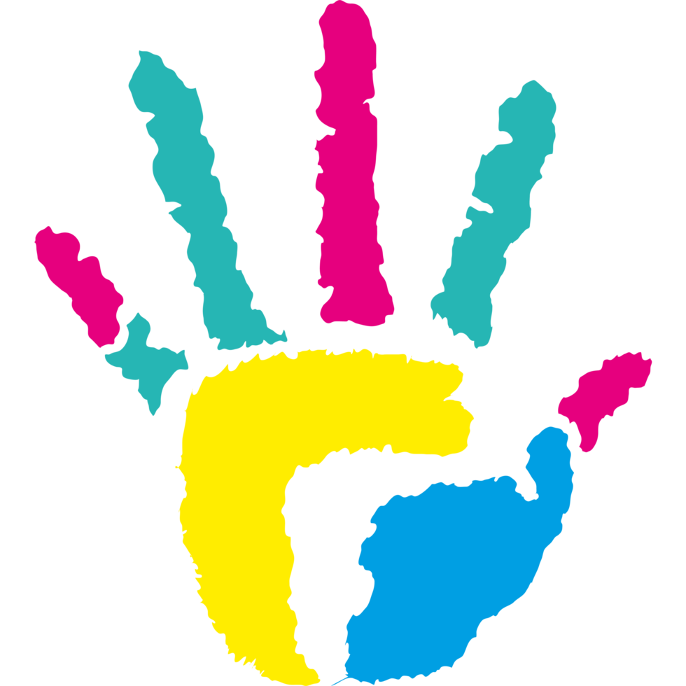 Hand print with colorful paint element icon isolated png