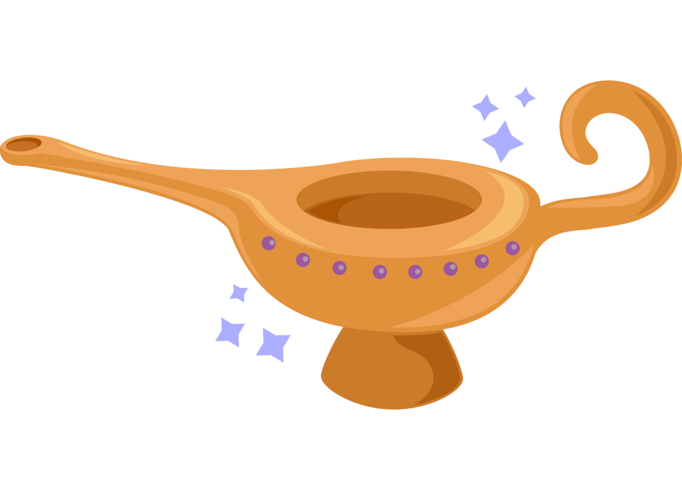 Old magic lamp with purple stars element icon isolated png