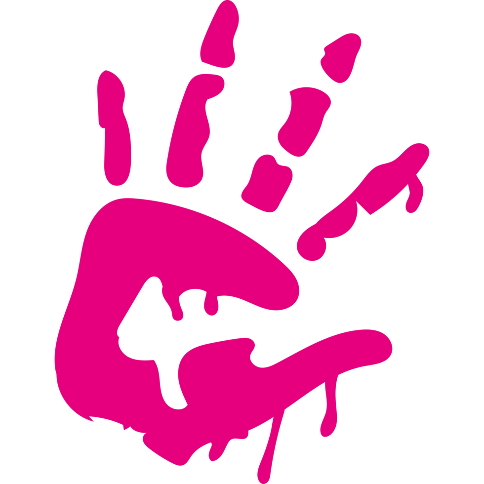 Pink hand with dripping paint element icon isolated png