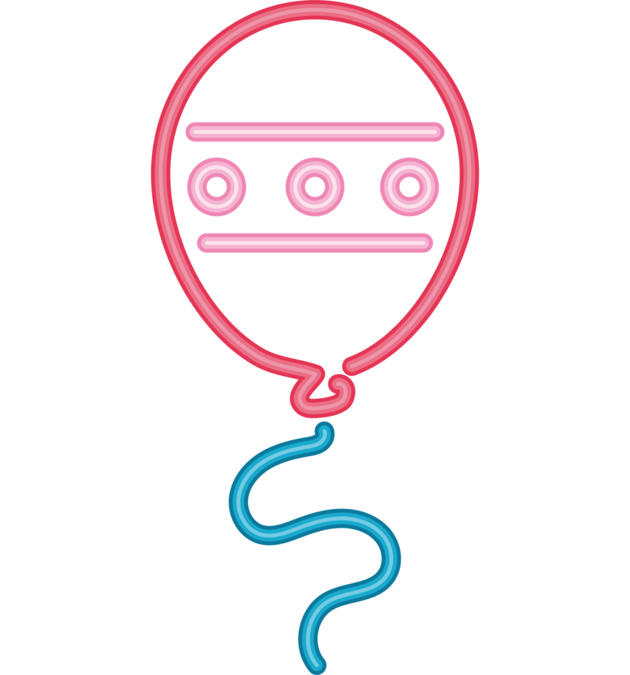 Neon balloon with a blue and pink outline element icon isolated png