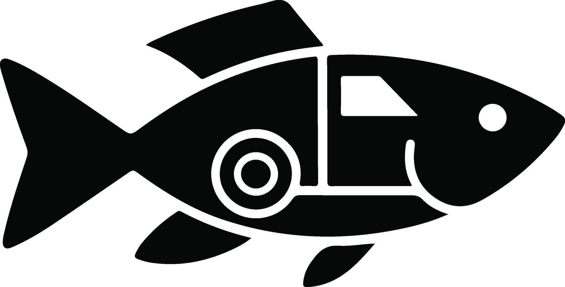 Modern Fish Icon Silhouette Art vector