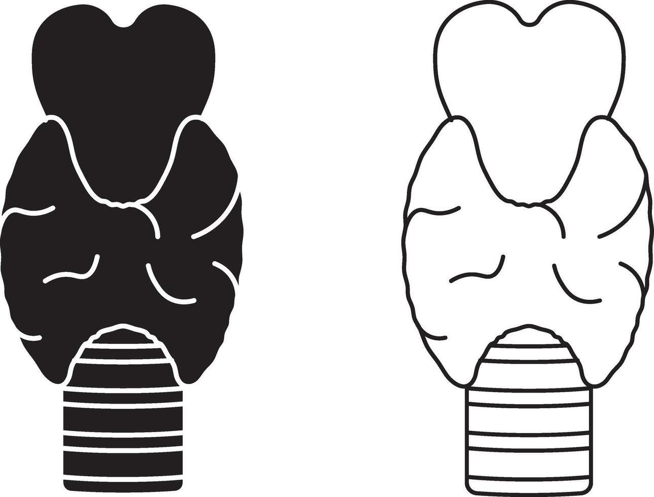 outline silhouette thyroid gland icon set vector