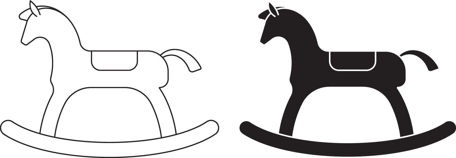 side view rocking horse icon set vector