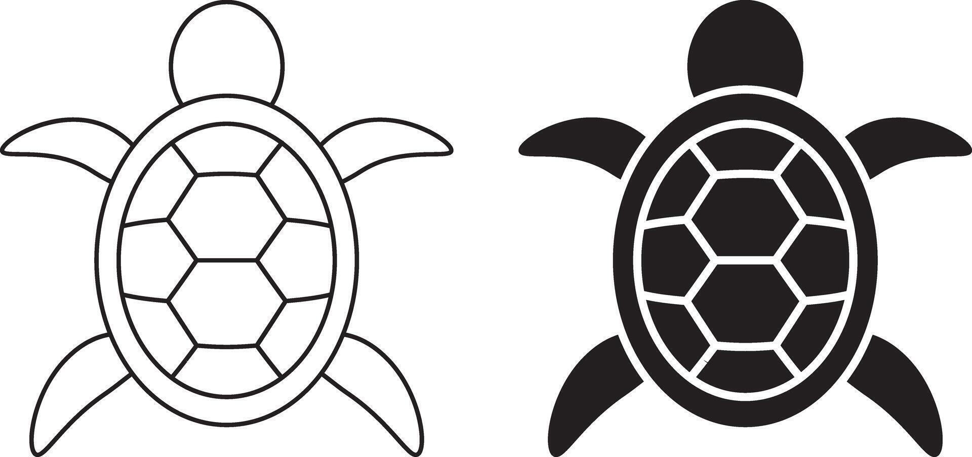 top view turtle icon set vector
