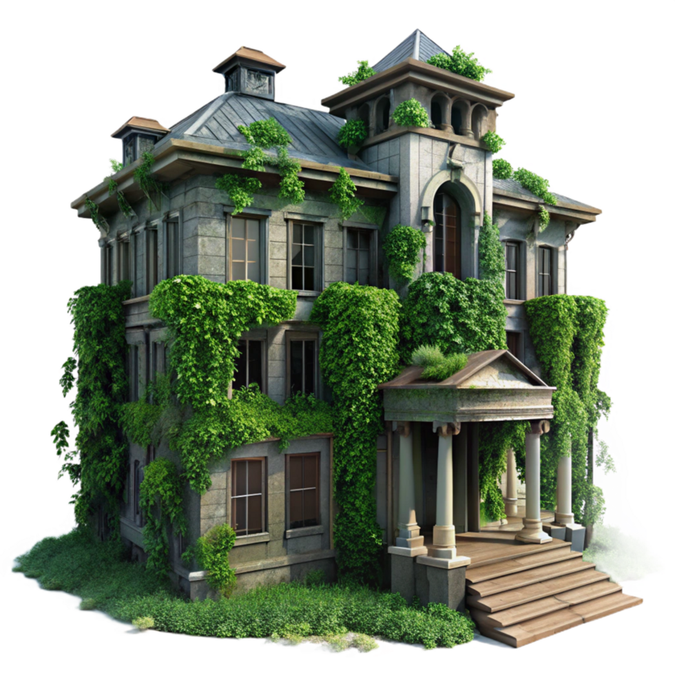 Overgrown Mansion 3D Render png