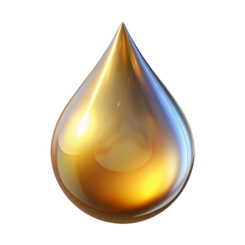 Golden Liquid Drop Abstract Illustration of a Shiny, Reflective Droplet png