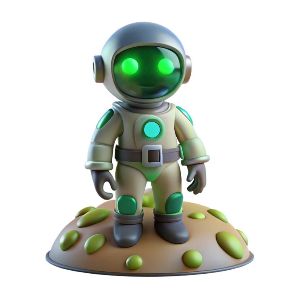 3D Render of a Cute Astronaut Robot on a Planet png