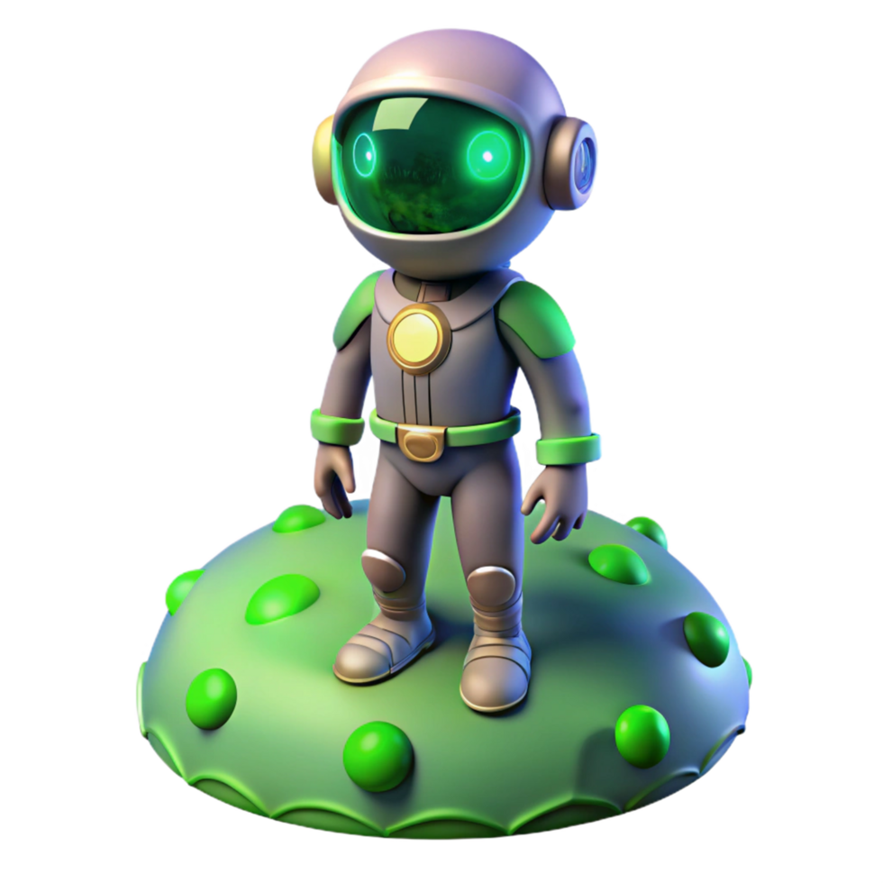 3D Render of Cute Astronaut on Alien Planet png