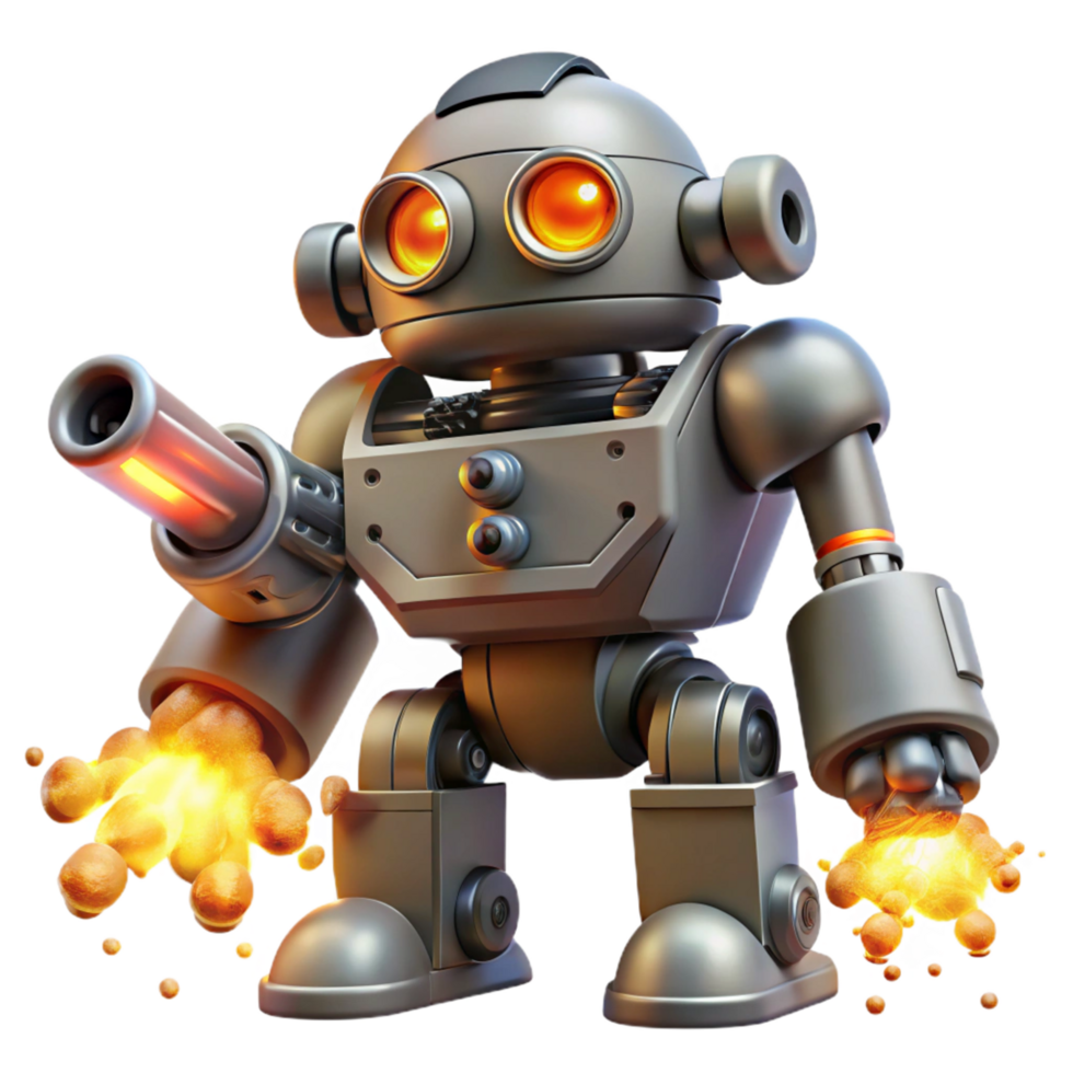 3D Robot Illustration Fiery Blast png