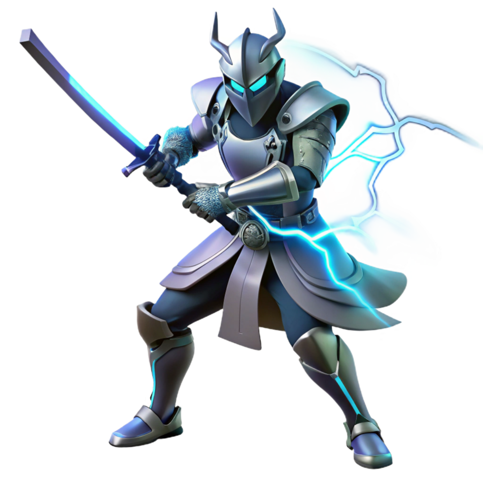 3D Illustration Knight Fantasy Armor Sword Energy Battle png